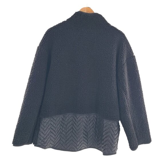 Athleta Cozy Sherpa Snap Sweatshirt Size L Large Black - Picture 2 of 8